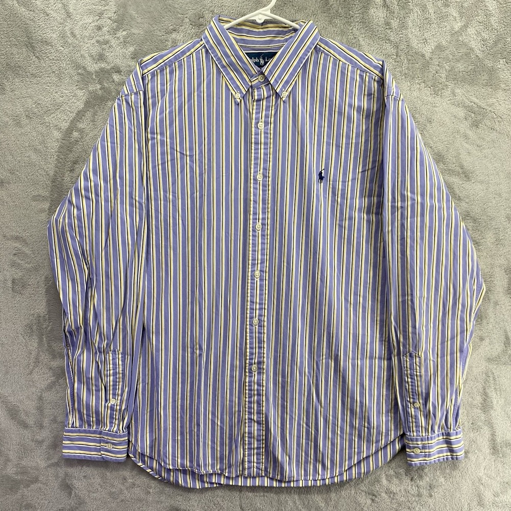 Ralph Lauren Men's Long Sleeve Button Down Classic Fit Striped Shirt Size XL EUC